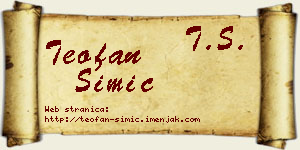 Teofan Simić vizit kartica